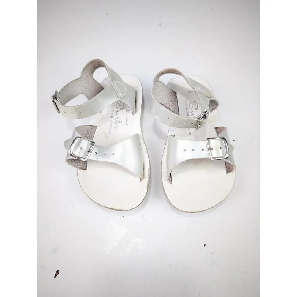 San-Sun Saltwater Surfer Silver Sandals - Toddler Girl's size 8